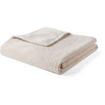 Paolo - plaid - 200x140 cm - en velours texturé et velours - beige
