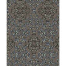 Edem - Papel pintado barroco 85037BR36 Papel pintado texturado de estilo barroco brillante marrón marrón-oscuro gris azulado platino 5,33 m2