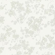 Profhome - Papel pintado floral 395482 papel pintado no tejido texturado con ornamentos florales brillante blanco verde gris 5,33 m2
