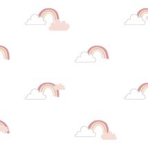 Noordwand - Papel pintado Mondo baby Rainbows blanco y rosa