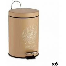Papelera con pedal tropical bath blanco beige acero plástico 3 l (6 unidades)