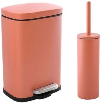Spirella - Papelera con pedal y escobilla 5L akira Terracota
