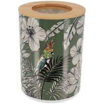Tendance - Papelera pp impresa con tapa de bambú 5l - jungle fever caqui