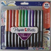 Paper Mate Metallic Felt Pen Asst PK12