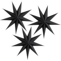 Jalleria - Paper Star Lanterns, Funeral 3pcs 45cm 9 Pointed Star Tree Decorations, Decorative Funeral Hanging Black Paper Stars, Christmas Hanging