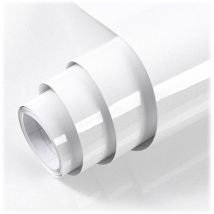 Beijiyi - Papier Adhesif pour Meuble Blanc Brillant 40X300cm, Papier Peint Adhesif pour Meuble, Imperméable Vinyle Autocollants Meubles Cuisine Murs