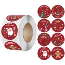 Ensoleille - Papier cadeau,500 Pièces Etiquettes Cadeau Noel, Etiquettes Noel Autocollantes, 1,5 Pouces Etiquette Noel, Arbre de Noël,Père Noël,Elk