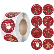 Papier cadeau,500 Pièces Etiquettes Cadeau Noel, Etiquettes Noel Autocollantes, 1,5 Pouces Etiquette Noel, Arbre de Noël,Père Noël,Elk de Noël,Cloche