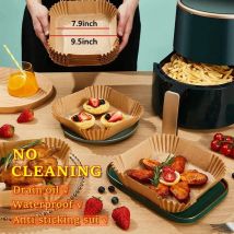 Ibuyke - Papier Cuisson Air Fryer 20x4.5cm, 100Pcs Papier Air Fryer Rectangle Antiadhésif Résistant à l'huile et à l'eau, Air Fryer Accessoires,