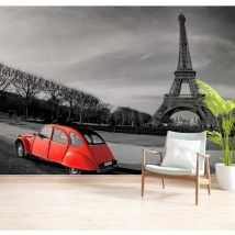 Hxadeco - Papier peint 2 cv devant la tour Eiffel