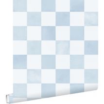 Estahome - papier peint à damier bleu