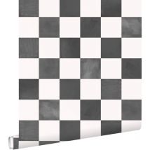 Estahome - papier peint à damier noir et blanc