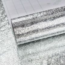 Argent Auto-adhésif Papier peint vinyle aspect feuille d'aluminium Imperméable à l'eau et aux graisses pour les placards de cuisine diy Stickers