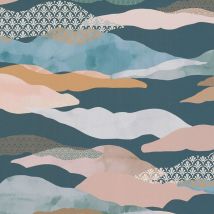 Profhome - Papier peint à motifs graphiques 396994 papier peint intissé gaufré à chaud légèrement texturé design mat bleu vert rose brun 5,33 m2
