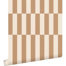 Estahome - papier peint à rayures beige et marron