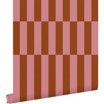 Estahome - papier peint à rayures rose et rouge