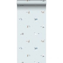 Sanders&sanders - papier peint animaux bleu clair