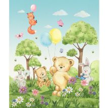 Ag Art - Papier peint Animaux de le foret en couleurs 225 x 270 cm