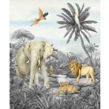 Ag Art - Papier peint Animaux de le jungle en noir et blanc 225 x 270 cm