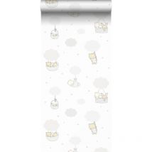 Sanders&sanders - papier peint animaux gris et blanc