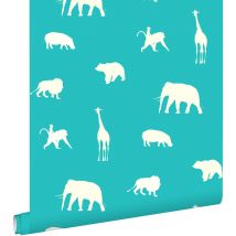 Estahome - papier peint animaux turquoise