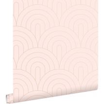 Estahome - papier peint art déco rose clair et or rose