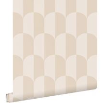 Estahome - papier peint art déco beige et couleur sable