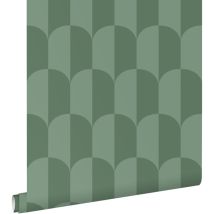 Estahome - papier peint art déco vert grisé