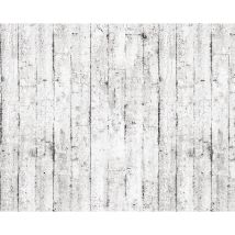 Edem - Papier Peint Aspect Bois 81108br05 Papier Peint Gaufré À Chaud Avec Dos Intissé Légèrement Texturé Au Style Shabby Chic Mat Blanc Gris Brun 