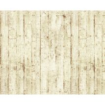 Edem - Papier Peint Aspect Bois 81108br07 Papier Peint Gaufré À Chaud Avec Dos Intissé Légèrement Texturé Au Style Shabby Chic Mat Crème Beige Brun 