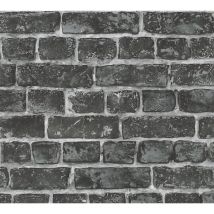 Profhome - Papier peint aspect pierre carrelage 306822 papier peint intissé lisse avec un dessin nature mat noir gris 5,33 m2