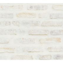 Profhome - Papier peint aspect pierre carrelage 374221 papier peint intissé lisse avec un dessin nature mat blanc gris rouge 5,33 m2