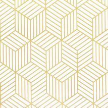 Ersandy - Papier peint autocollant à rayures géométriques de l'hexagone doré - Papier peint autocollant - Pour meubles - Doré et blanc - 45 x 500 cm