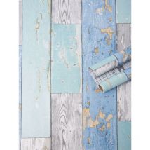 Papier peint autocollant décoratif en vinyle pour meuble et comptoir Motif grain de bois,0.456M