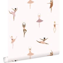 papier peint ballerines terracotta et rose lilas - ESTAhome