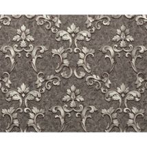 Papier peint baroque Edem 9085-29 papier peint gaufré à chaud avec dos intissé gaufré avec des ornements floraux 3D satiné gris argent platine 10,65 m