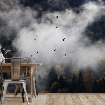 Papier peint bois brumeux