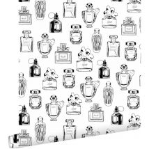 Estahome - papier peint bouteilles de parfum noir et blanc