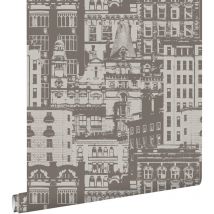 Estahome - papier peint bâtiments marron