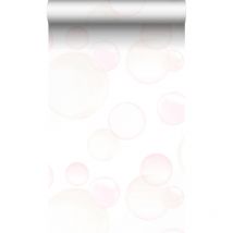 Origin - papier peint bulles flottantes blanc mat, rose poudre clair et orange pêche pastel Wallcoverings