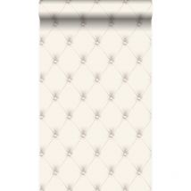 Origin - papier peint capitonné blanc et gris clair Wallcoverings