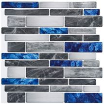 Linghhang - Papier Peint Carrelage Autocollant Gemmes bleu profond 30 x 21 cm Style Mosaïque Sticker Mural Film Décoratif Imperméable pour Carreaux