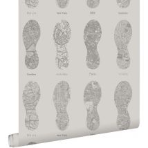 Estahome - papier peint cartes de villes en empreintes de chaussures de running cervine