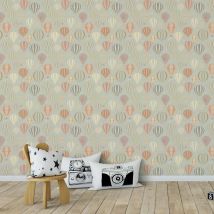 Hxadeco - Papier peint chambre enfant montgolfieres