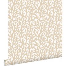 Estahome - papier peint corail beige et blanc