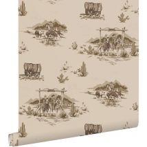 Estahome - papier peint cow-boys cervine