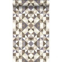 Origin - papier peint cubique marron et beige Wallcoverings