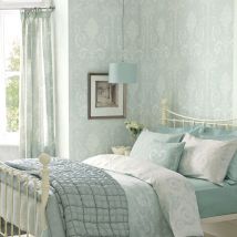 Papier peint intissé Laura Ashley Josette Duck Egg 1005 x 52cm Vert d'eau/blanc