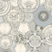 Profhome - Papier peint de luxe exclusif 349013 papier peint intissé légèrement texturé design brillant argent gris blanc 7,035 m2
