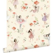Estahome - papier peint des fées rose et beige